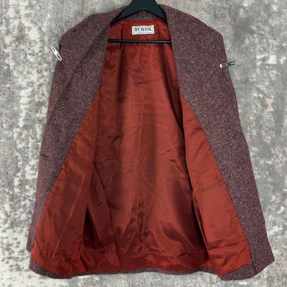 VINTAGE Ivy Koral Womens Size S Single Button Wool Blend Blazer Jacket Maroon - Picture 3 of 9